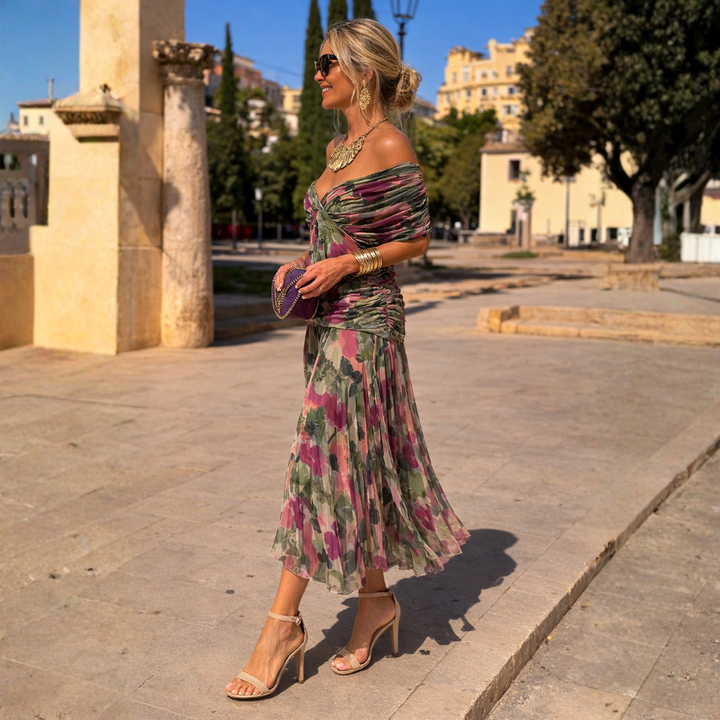 Mikaela | Maxikleid mit schulterfreier Optik