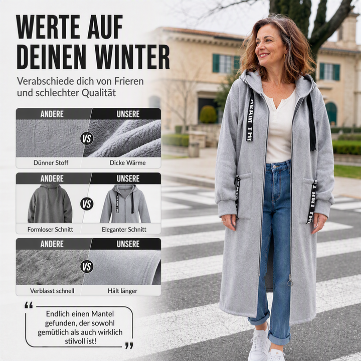 Oversize-Kapuzen-Sweatshirt-Mantel für Damen