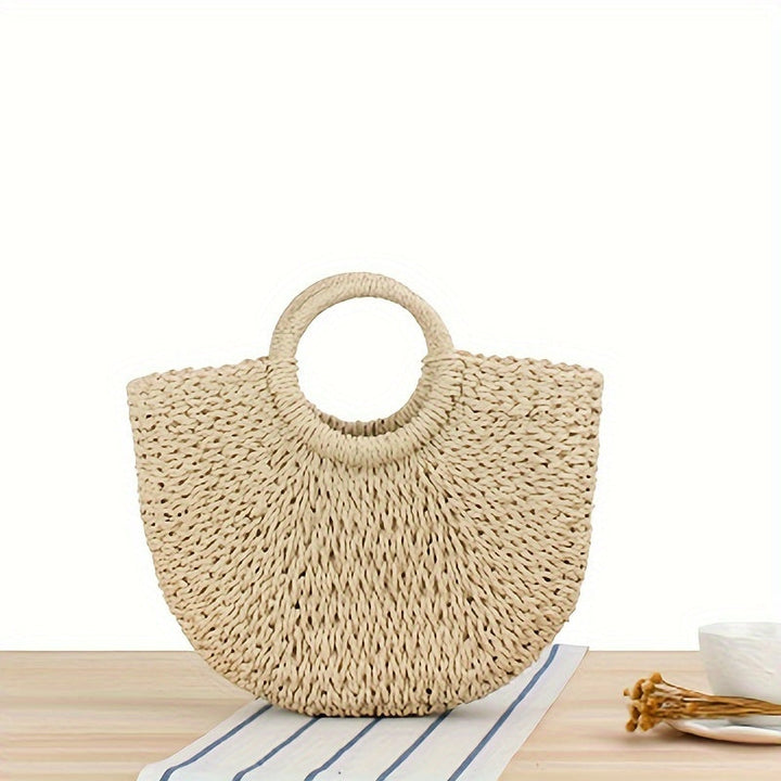Ottavia | Beuteltasche aus natürlichem geflochtenem Stroh in Beige