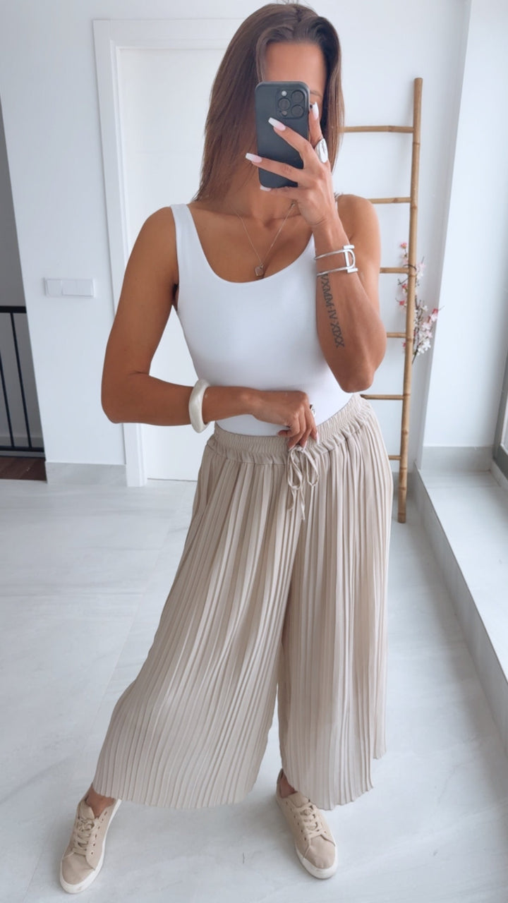 Plissee-Hose | Beige