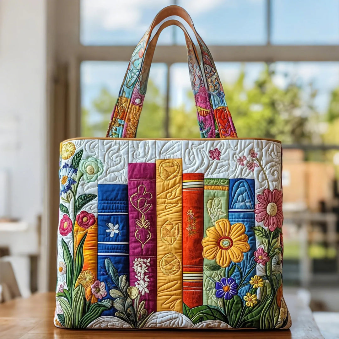 Handgefertigte Tasche - Blühende Bibliothek