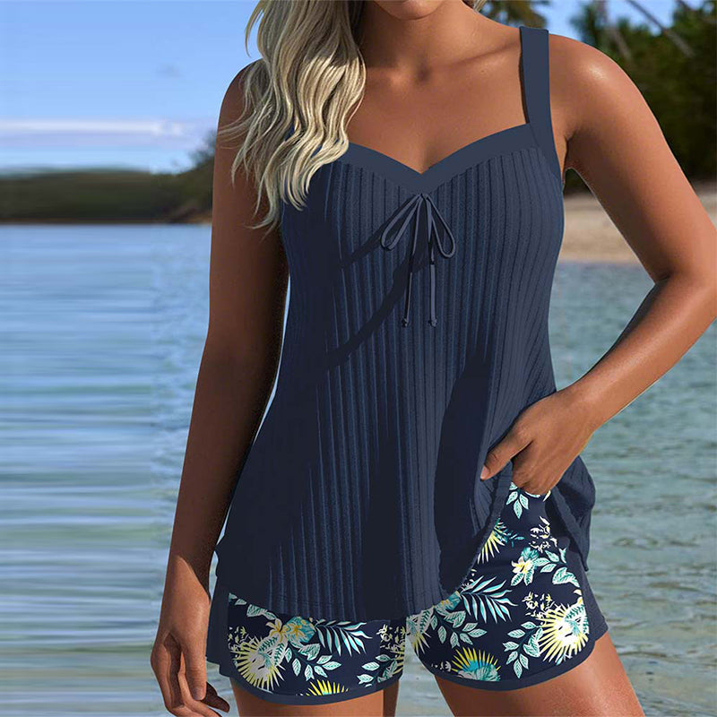 Von Esmee® | Gestreifter Tankini mit Zweiteiligem Strandshort