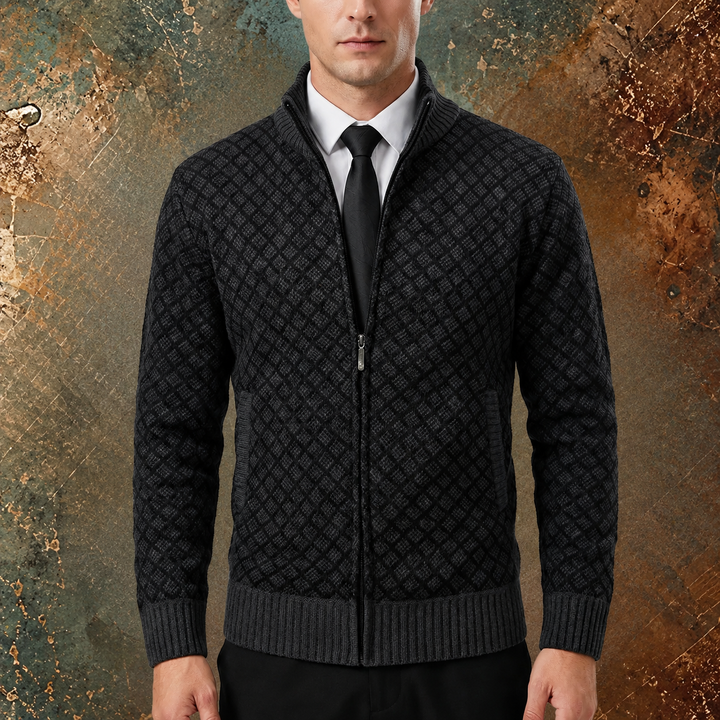 Strickjacke für Herren | Strickjacke mit Reißverschluss und Stehkragen