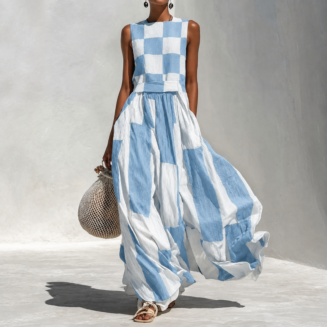 Noa - Langes Kleid mit geometrischem Muster