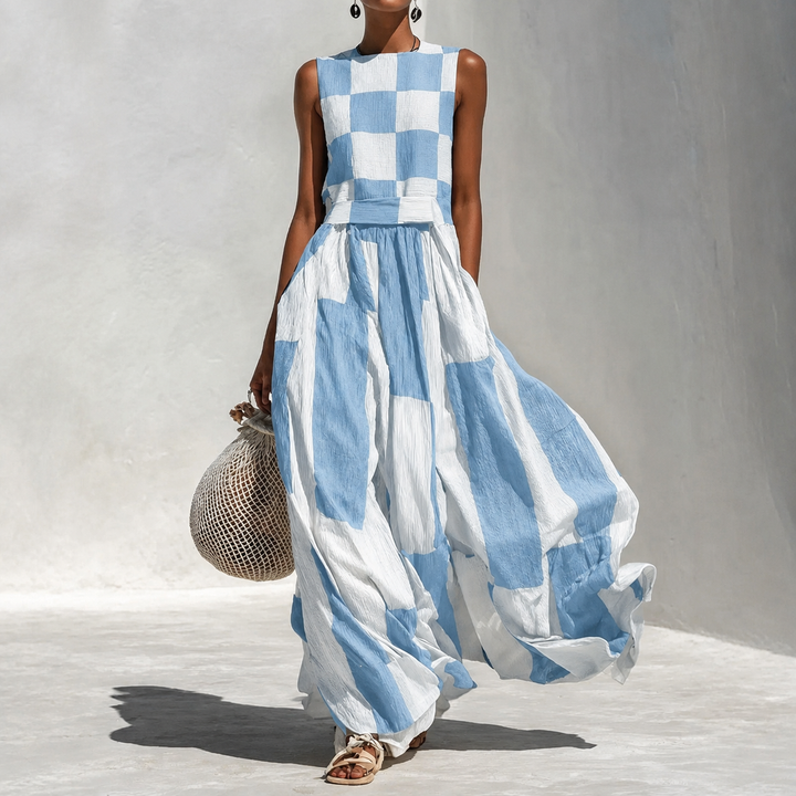Noa - Langes Kleid mit geometrischem Muster