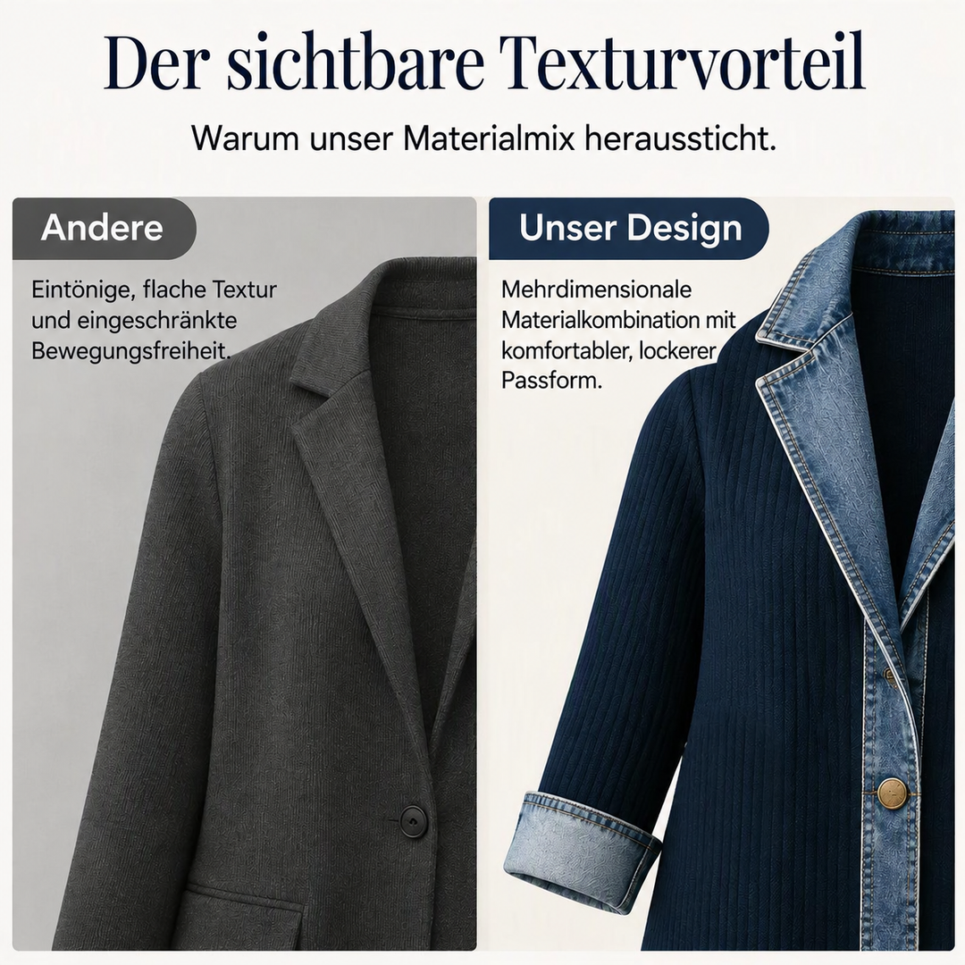 Greta™ | Elegante Jeansjacke mit Strickeinsätzen
