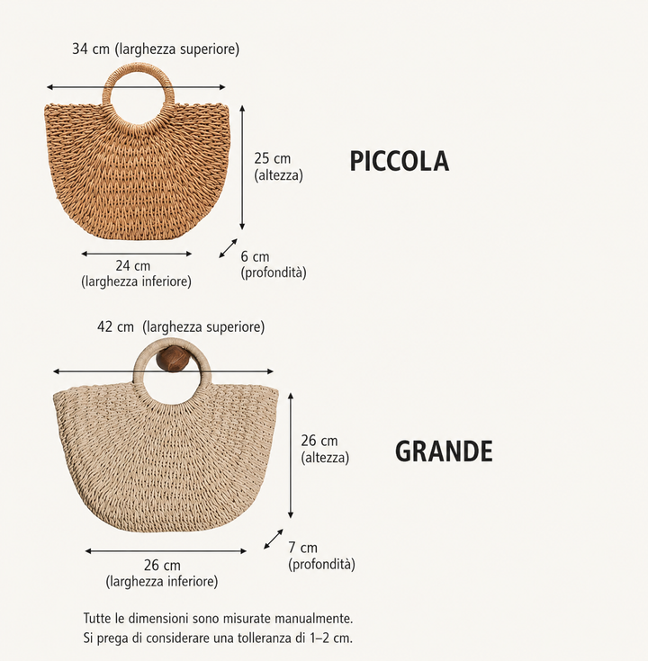 Ottavia | Beuteltasche aus natürlichem geflochtenem Stroh in Beige