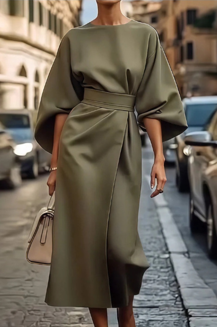 Elegantes Kleid mit Laternenärmeln und Gürtel