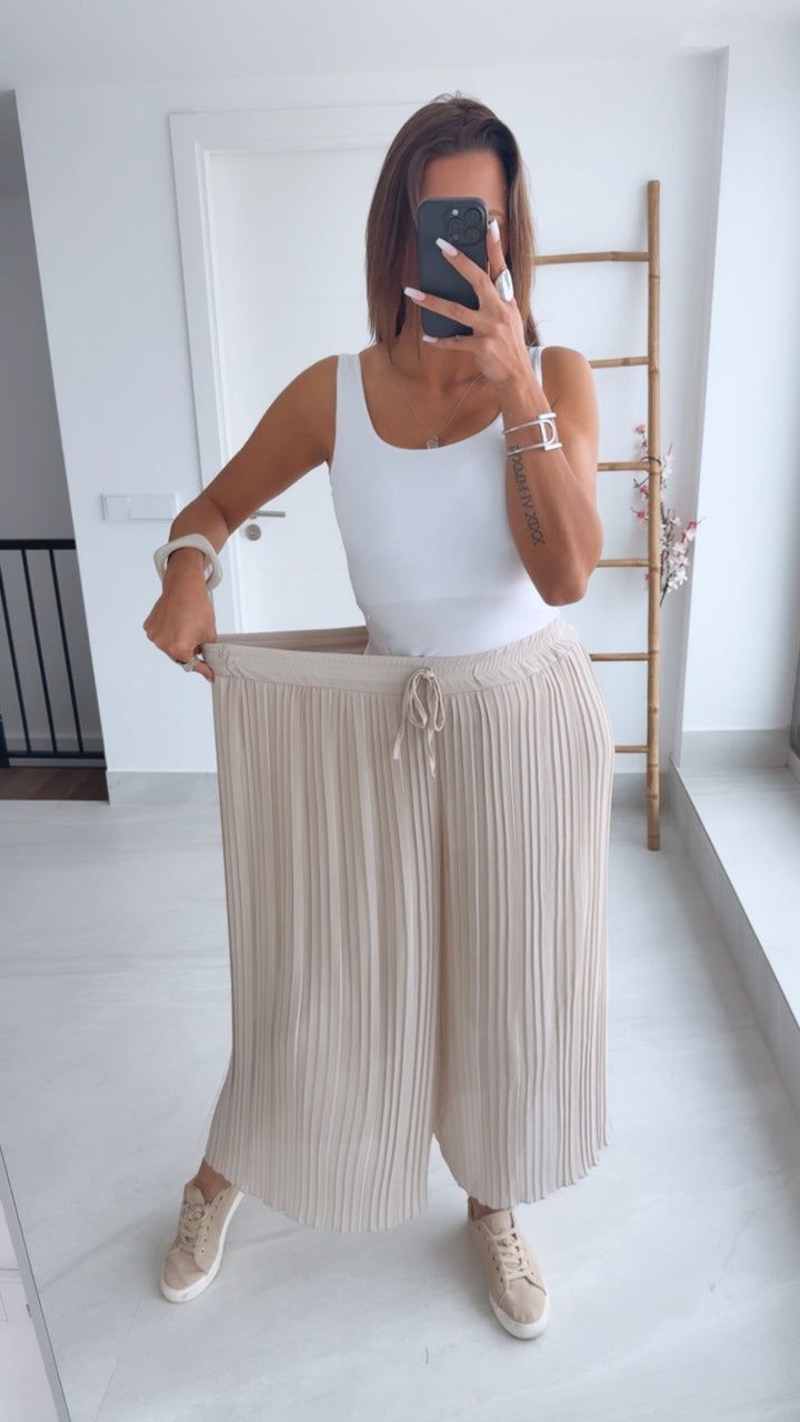 Plissee-Hose | Beige