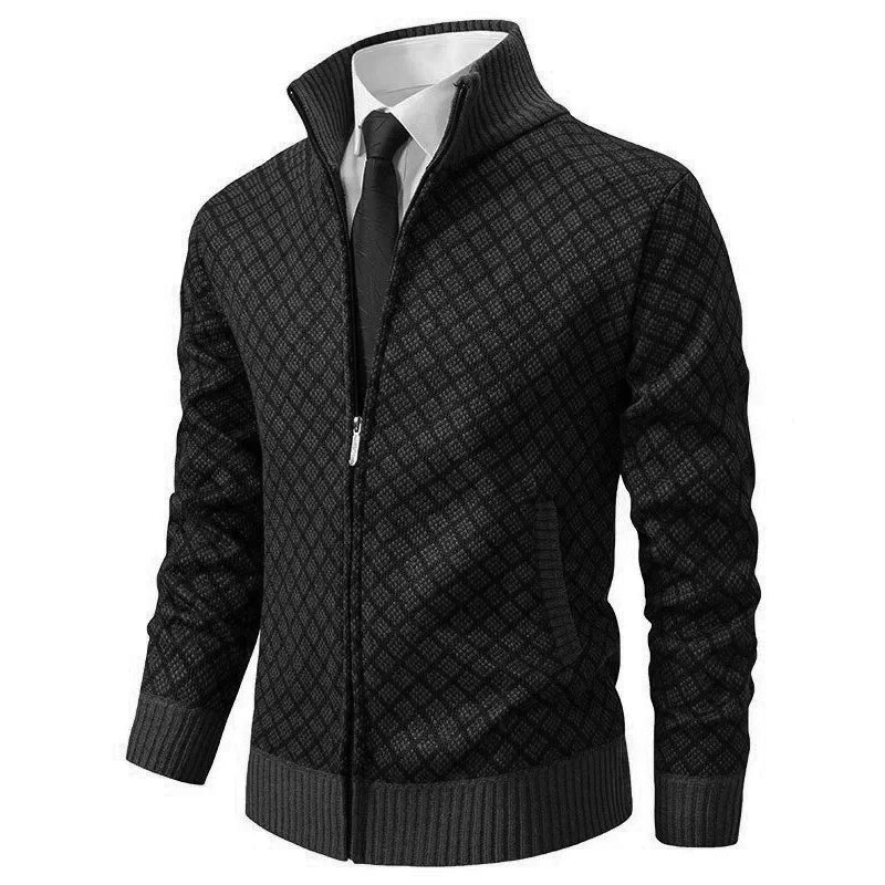 Strickjacke für Herren | Strickjacke mit Reißverschluss und Stehkragen