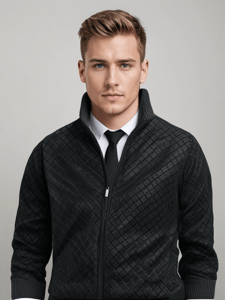 Strickjacke für Herren | Strickjacke mit Reißverschluss und Stehkragen