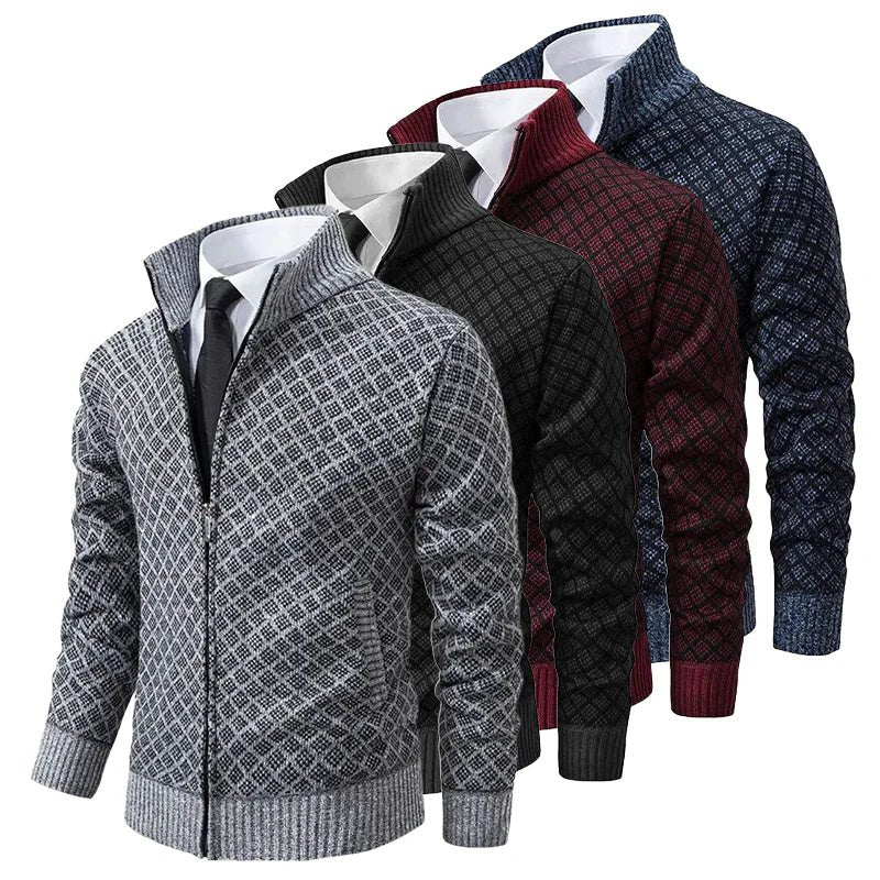 Strickjacke für Herren | Strickjacke mit Reißverschluss und Stehkragen