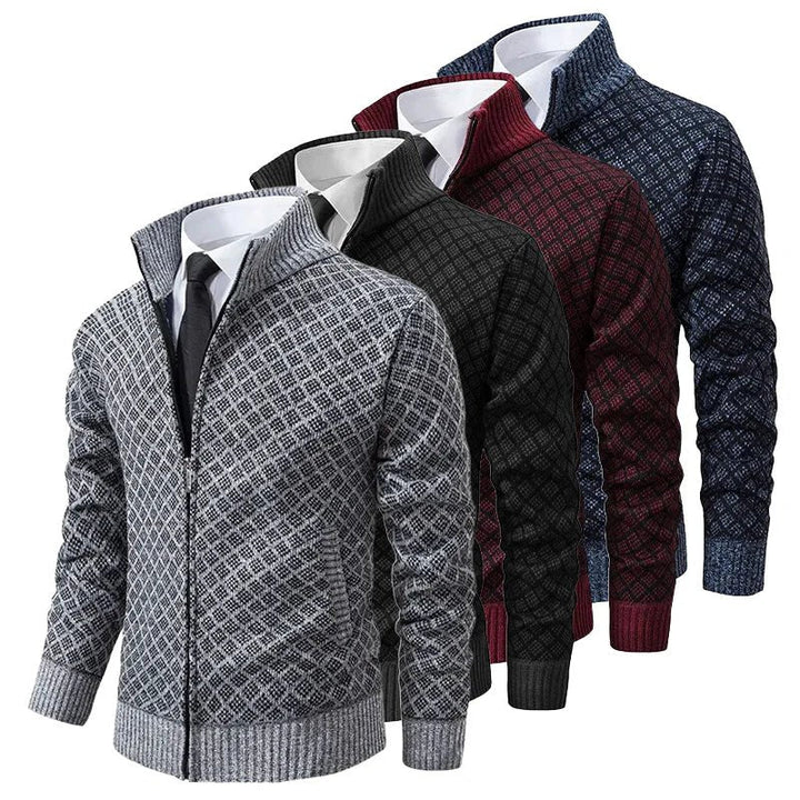 Strickjacke für Herren | Strickjacke mit Reißverschluss und Stehkragen
