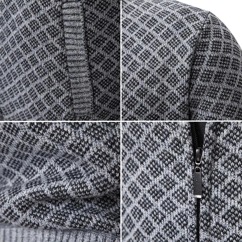 Strickjacke für Herren | Strickjacke mit Reißverschluss und Stehkragen