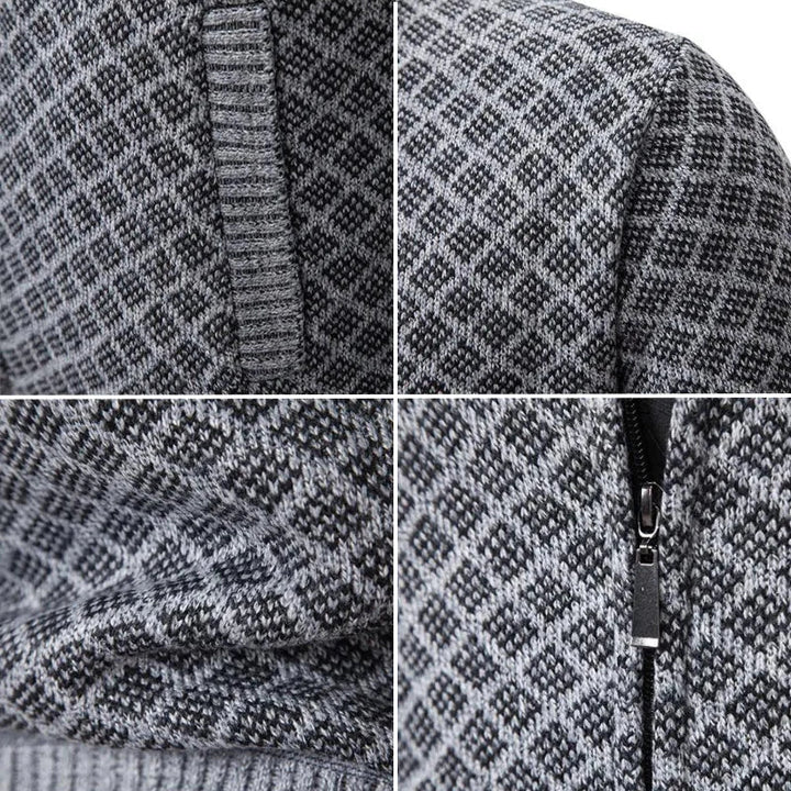 Strickjacke für Herren | Strickjacke mit Reißverschluss und Stehkragen