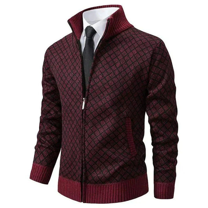 Strickjacke für Herren | Strickjacke mit Reißverschluss und Stehkragen