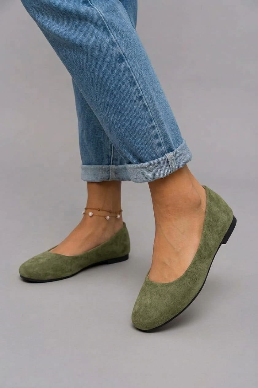 Ginevra | Ballerinas Basic aus Wildleder mit quadrater Spitze
