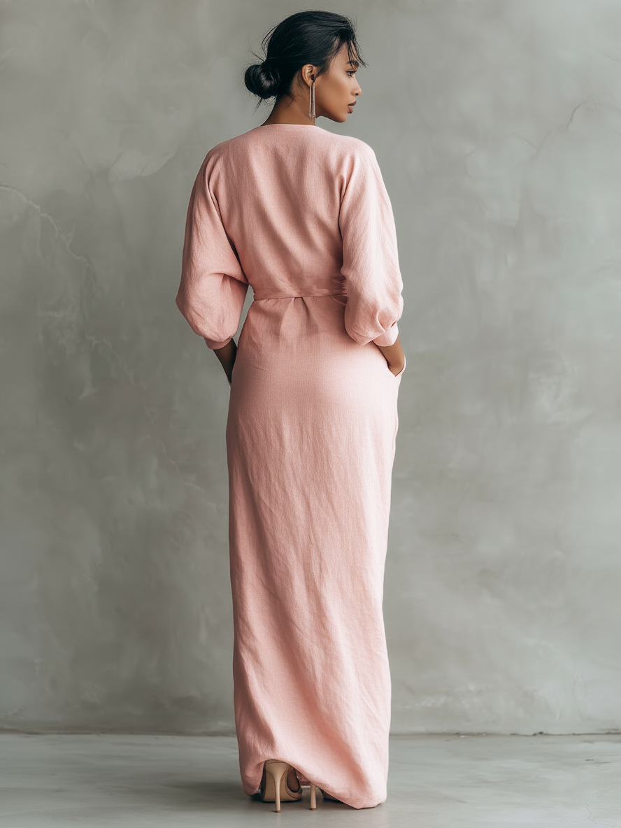 BETTY™ - ELEGANTES LEINEN V-AUSSCHNITT MAXIKLEID