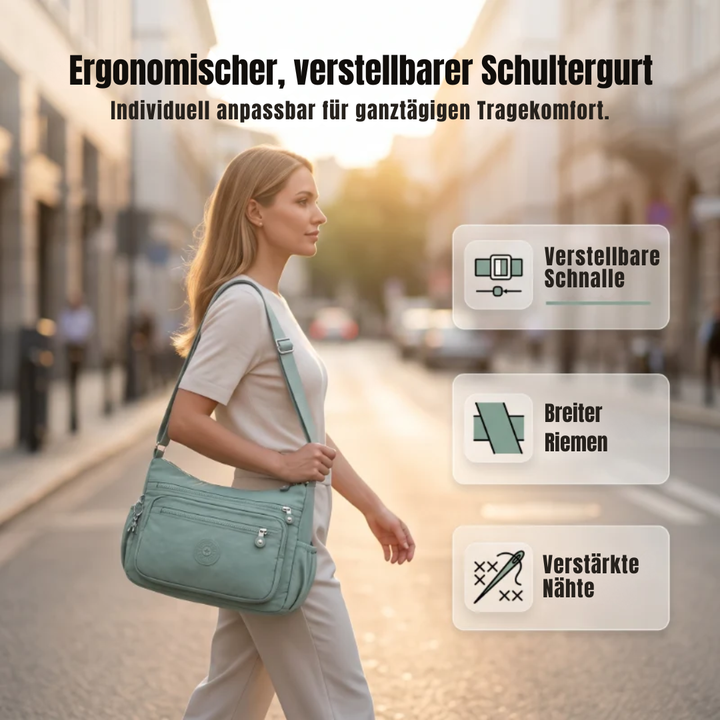 Leichte Nylon-Umhängetasche mit mehreren Taschen
