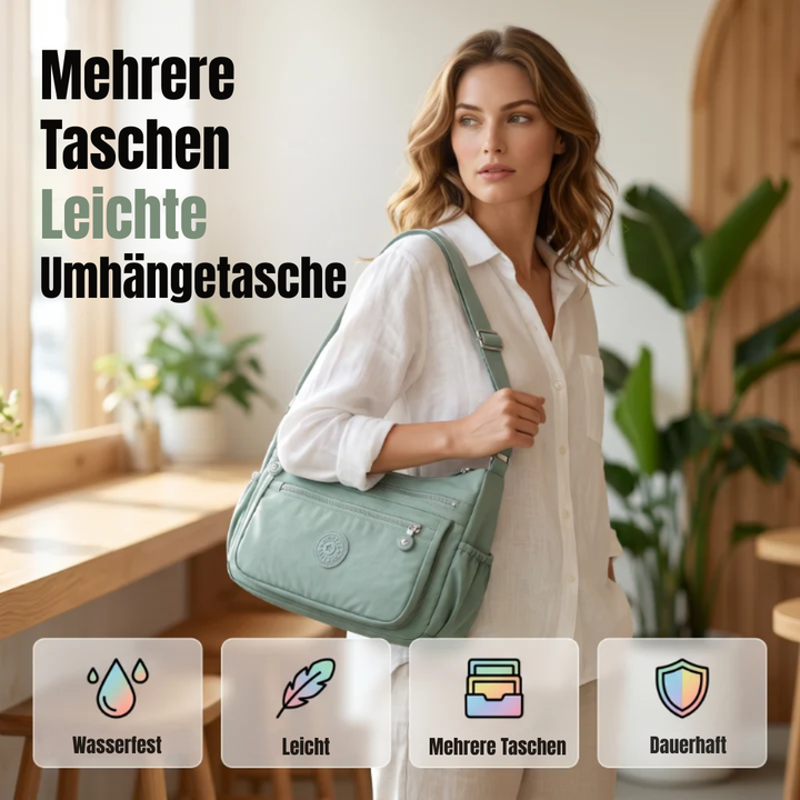 Leichte Nylon-Umhängetasche mit mehreren Taschen