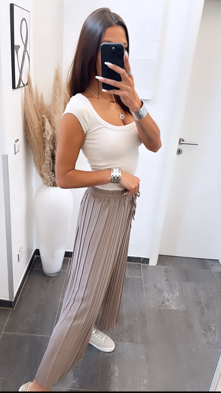 Plissee-Hose | Taupe