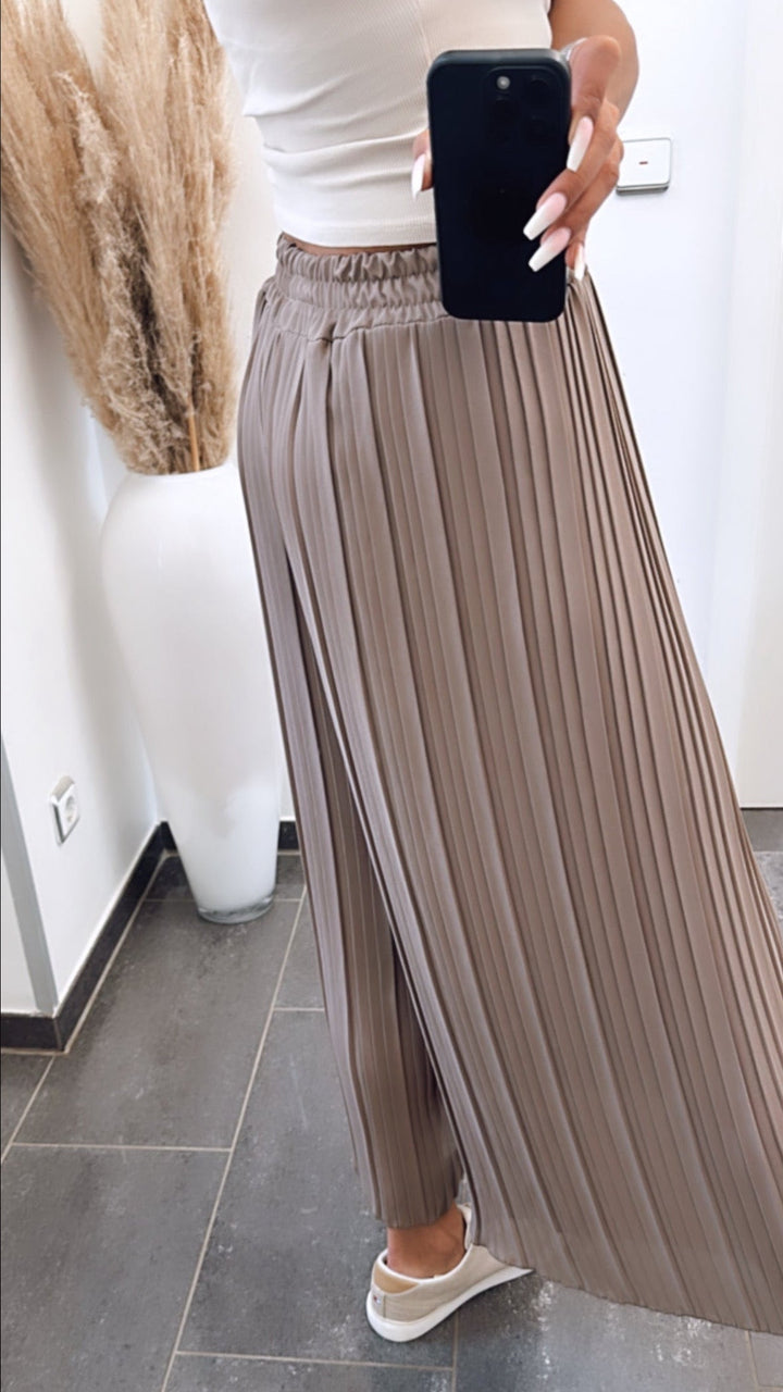 Plissee-Hose | Taupe