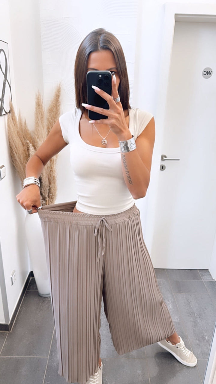 Plissee-Hose | Taupe