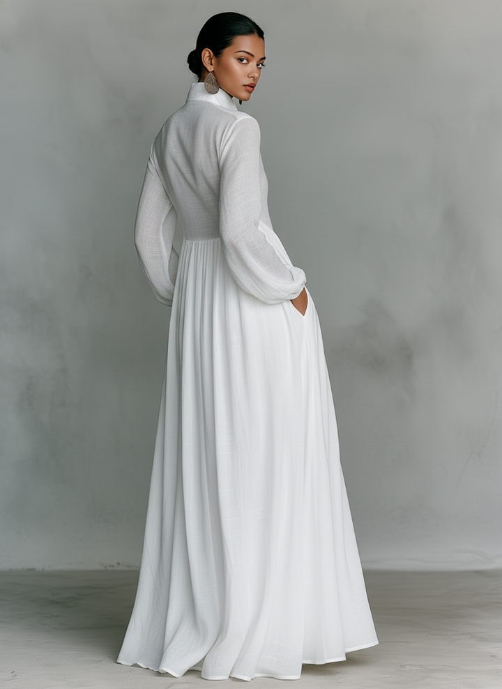 GLORIA™ - LEINEN PATCHWORK-MAXIKLEID