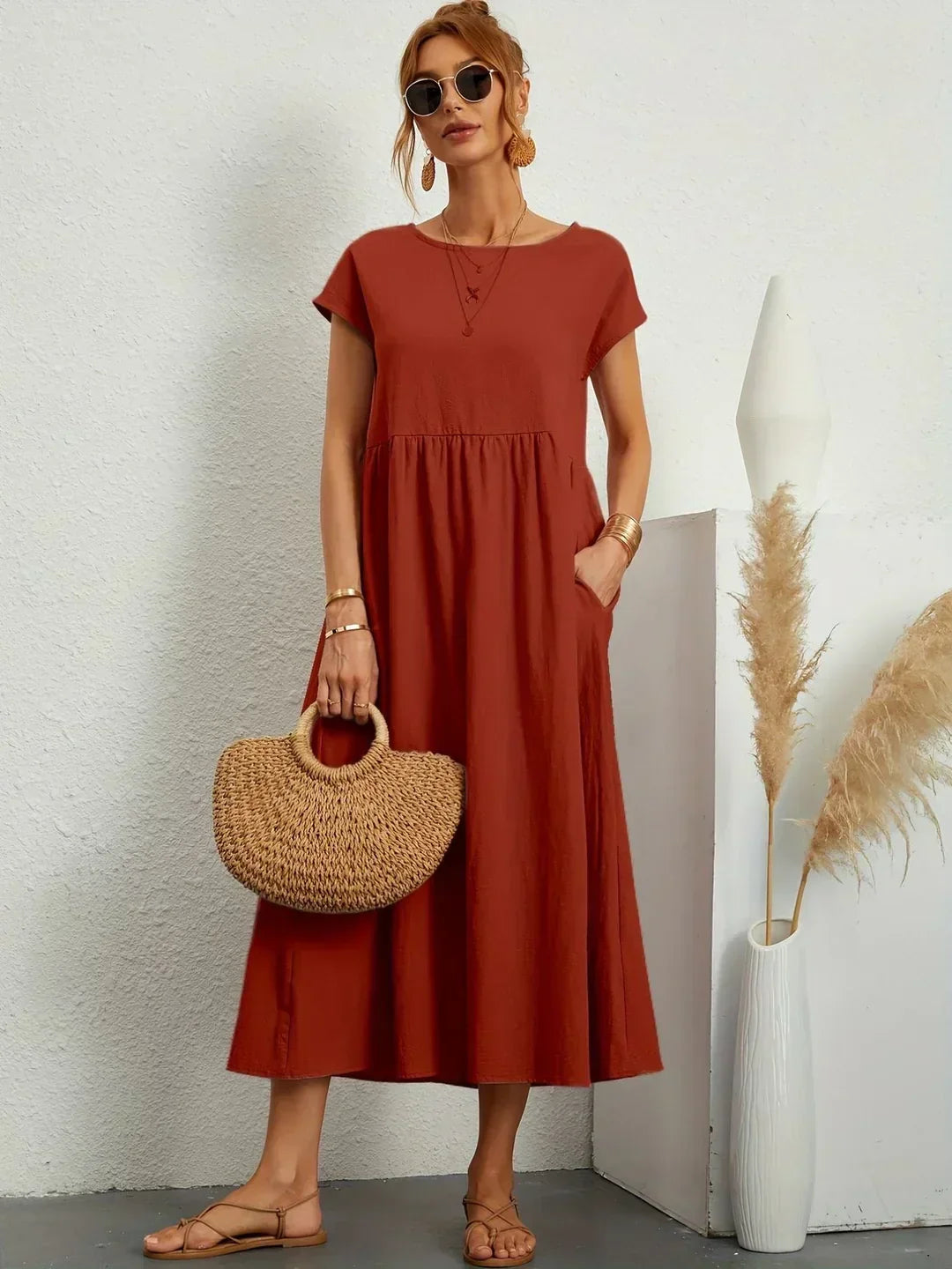 Gabrielle™ — Midi-Kleid fließende Eleganz ohne Zeit