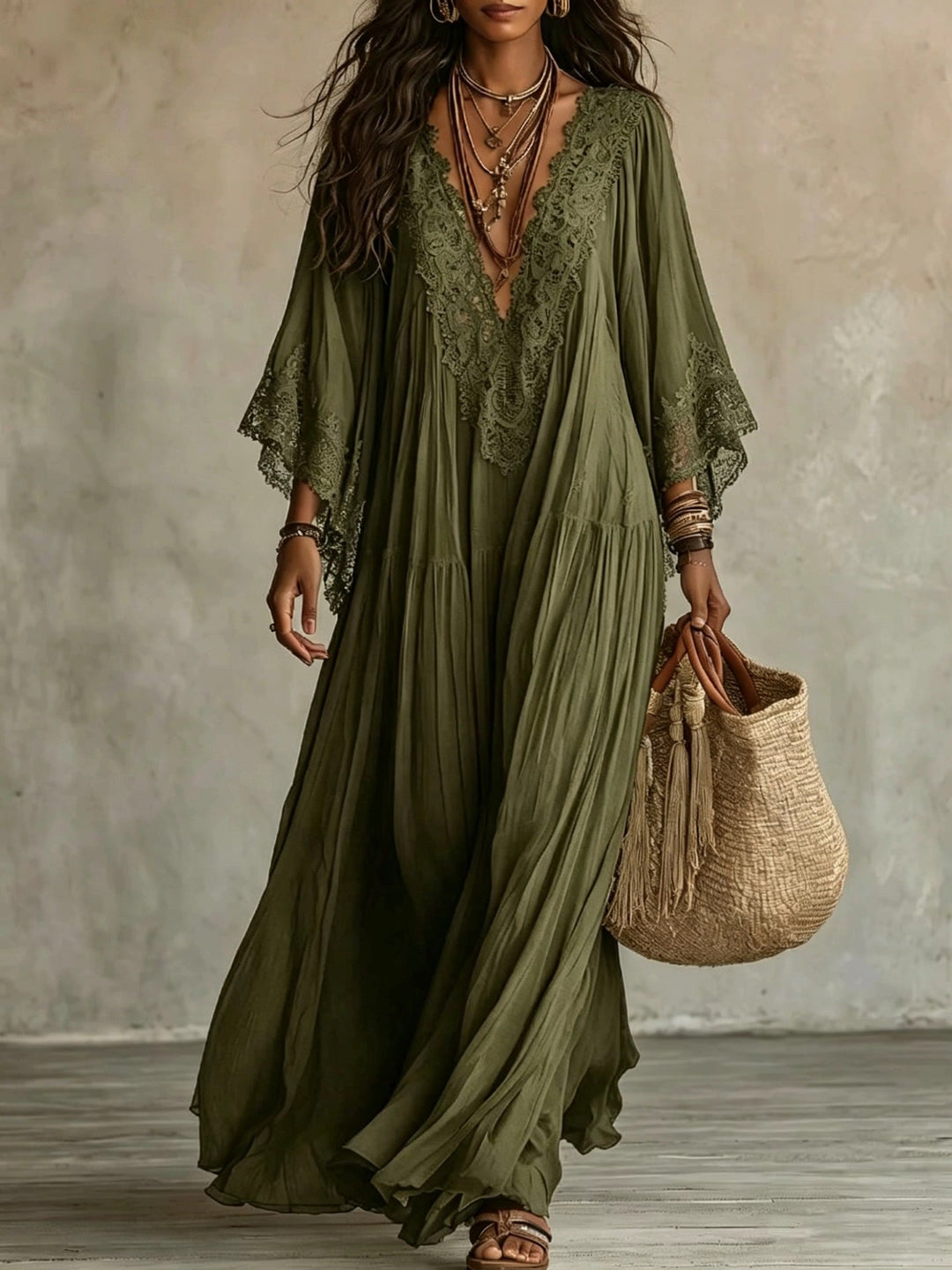 MAXIKLEID MIT SPITZE FÜR FRAUEN