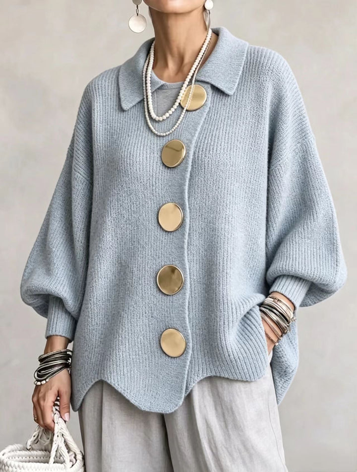 Isadora | Oversize Cardigan mit großem Metallknopf