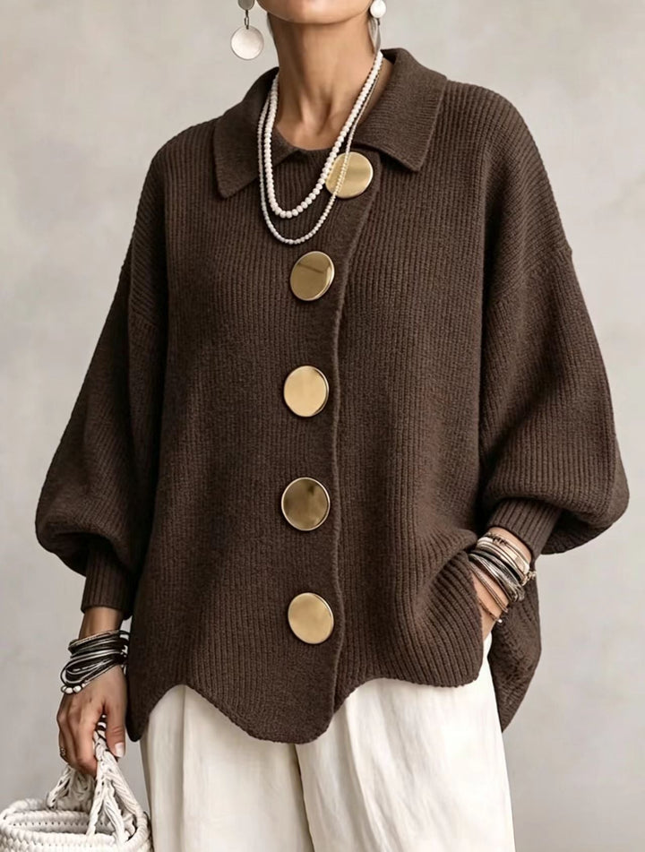 Isadora | Oversize Cardigan mit großem Metallknopf