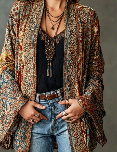 Darcy | Boho Bestickter Kimono Cardigan