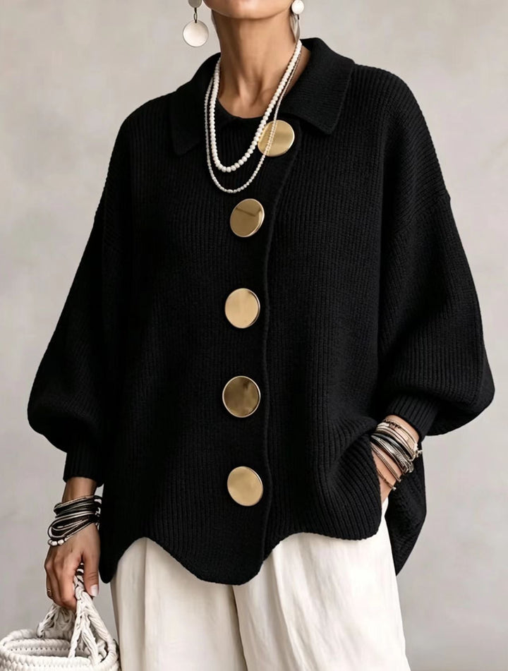 Isadora | Oversize Cardigan mit großem Metallknopf