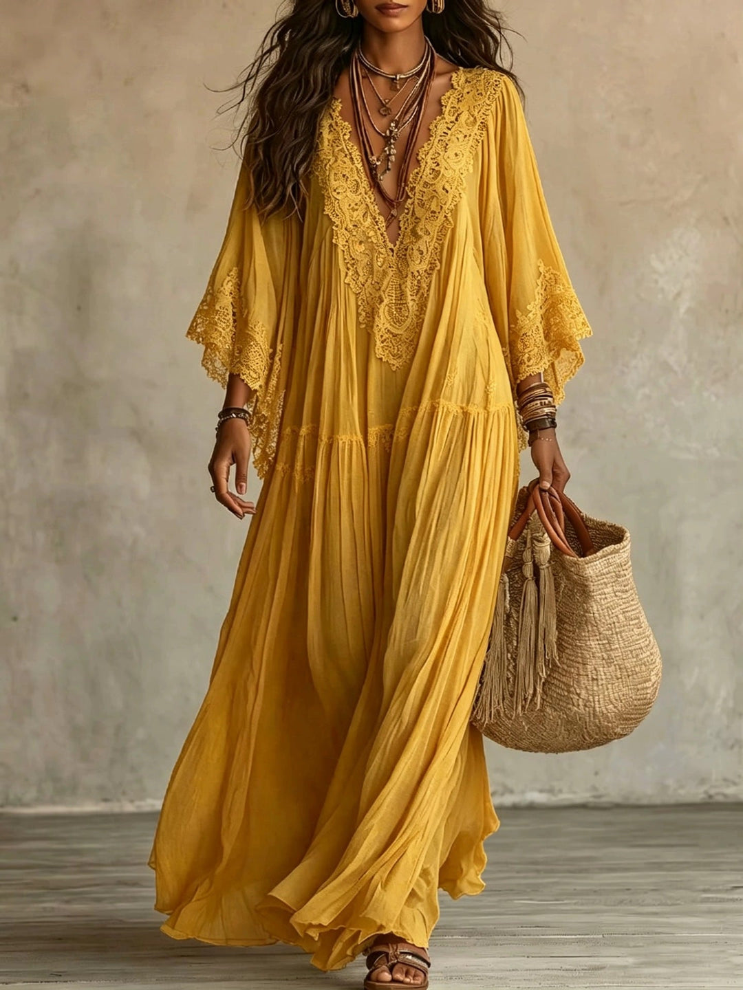 MAXIKLEID MIT SPITZE FÜR FRAUEN