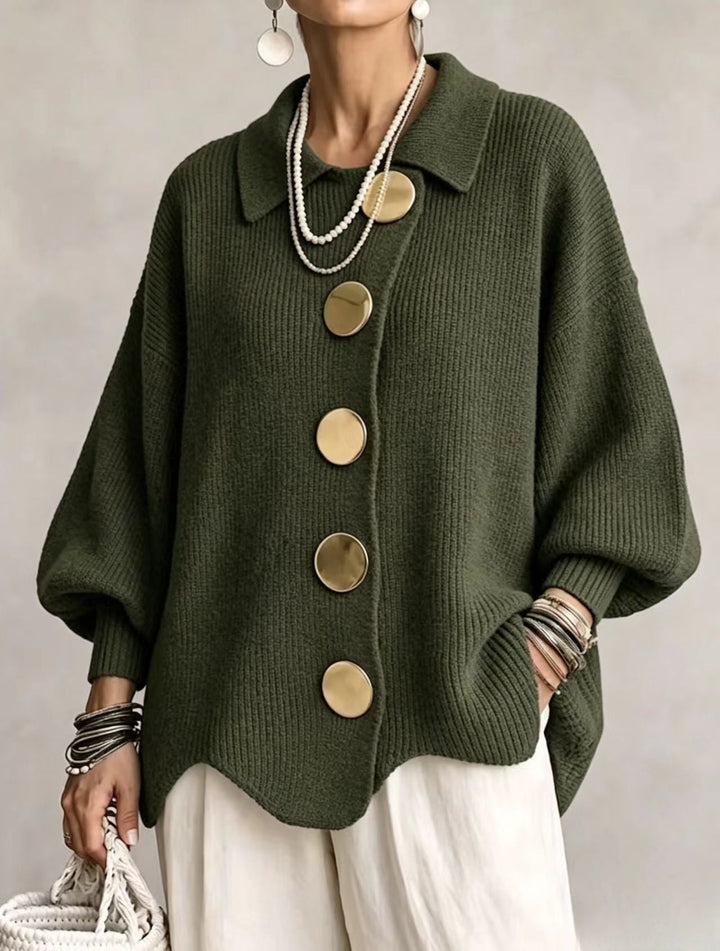 Isadora | Oversize Cardigan mit großem Metallknopf