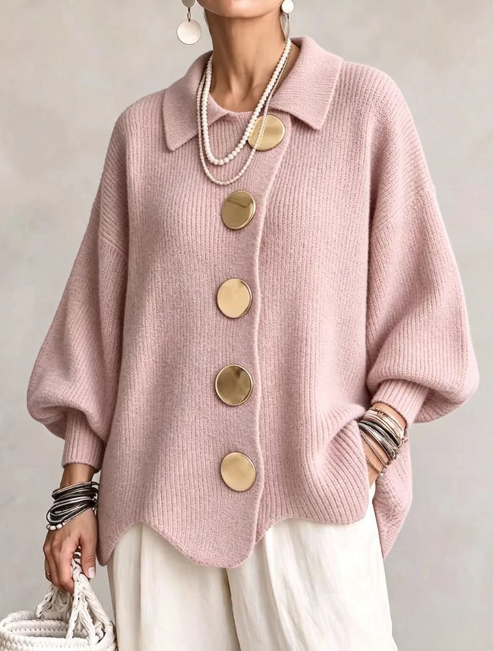 Isadora | Oversize Cardigan mit großem Metallknopf