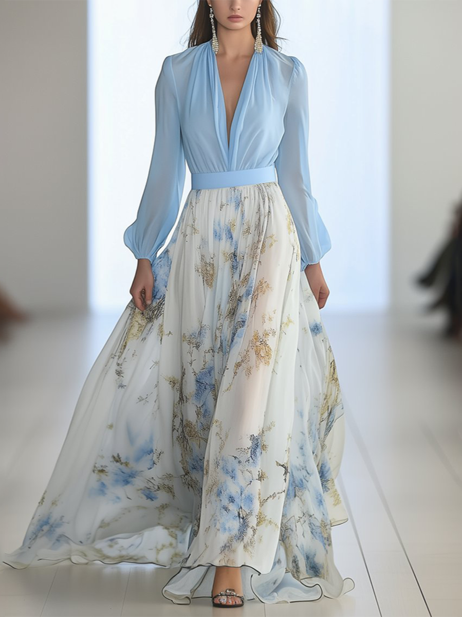 Maxi Kleid mit Strahlendem Blumenmuster