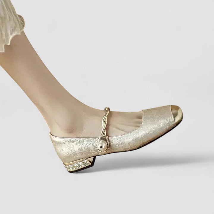 Satin Babyschuhe mit Schmuckabsatz Camille