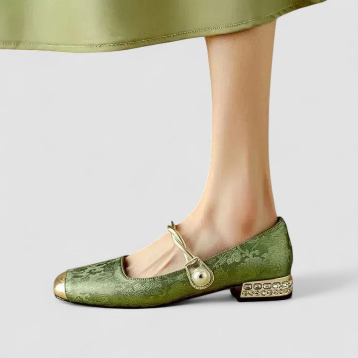 Satin Babyschuhe mit Schmuckabsatz Camille