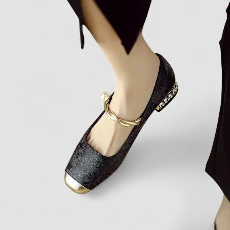 Satin Babyschuhe mit Schmuckabsatz Camille