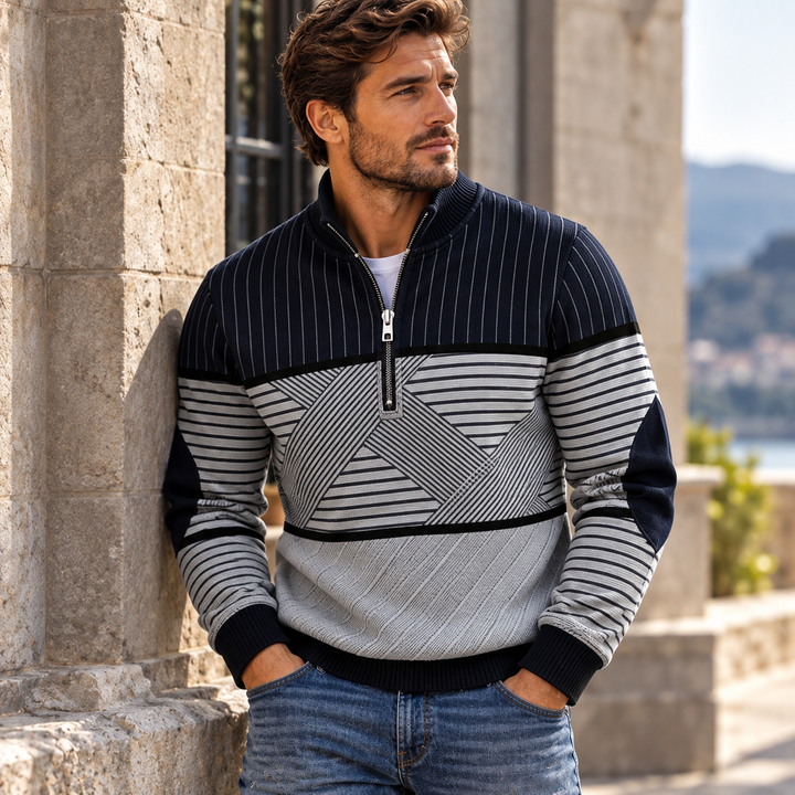 Viktor | Stilvolle Herrenpullover mit Halbreißverschluss