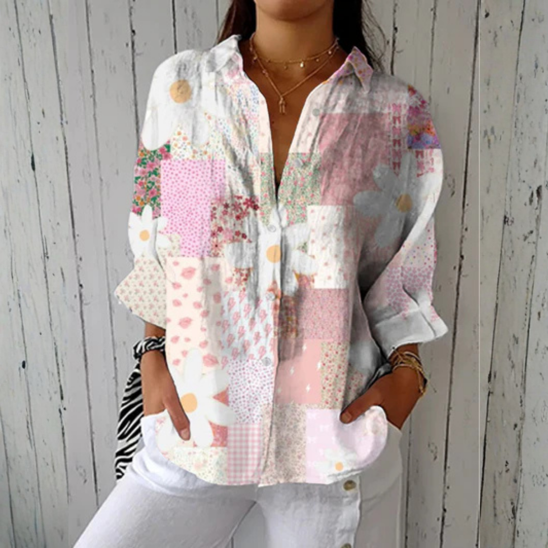 Stephanie™ | Patchwork Gänseblümchen Bluse