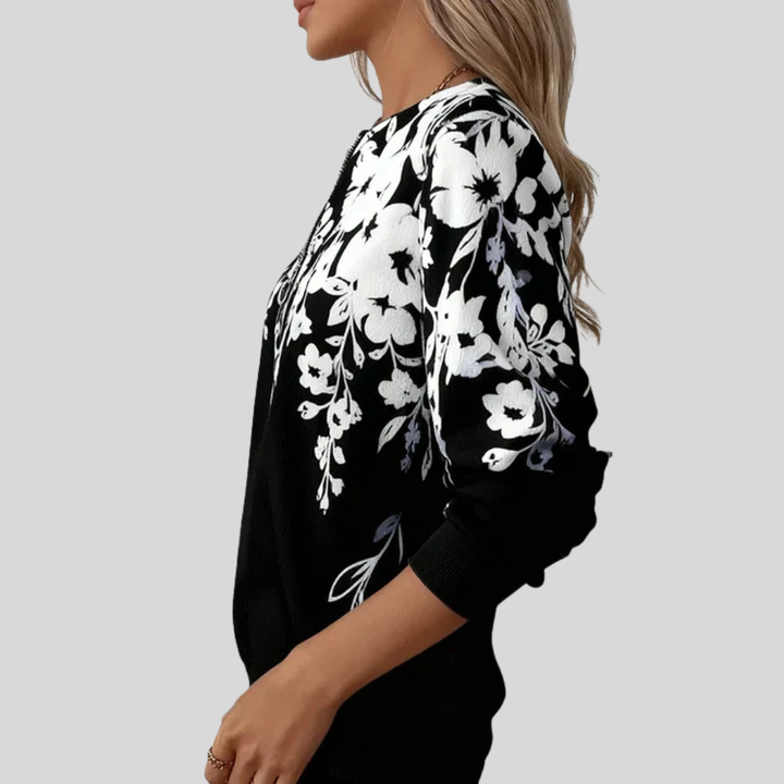 Marjolijn | Blumenprint Top mit Reißverschluss