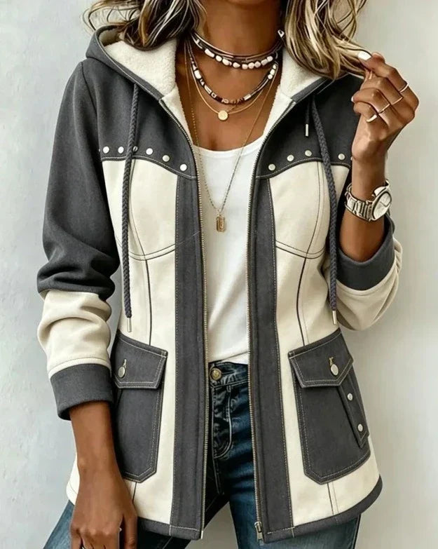 Flurina | Kapuzenjacke im Materialmix