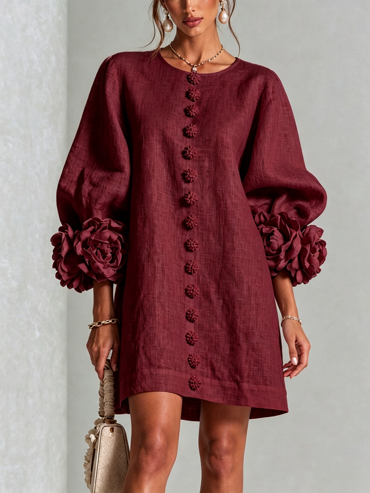 Minikleid Blumenmuster mit Knöpfen