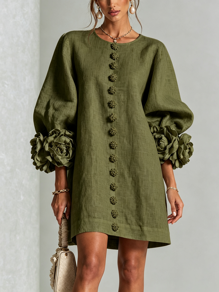 Minikleid Blumenmuster mit Knöpfen