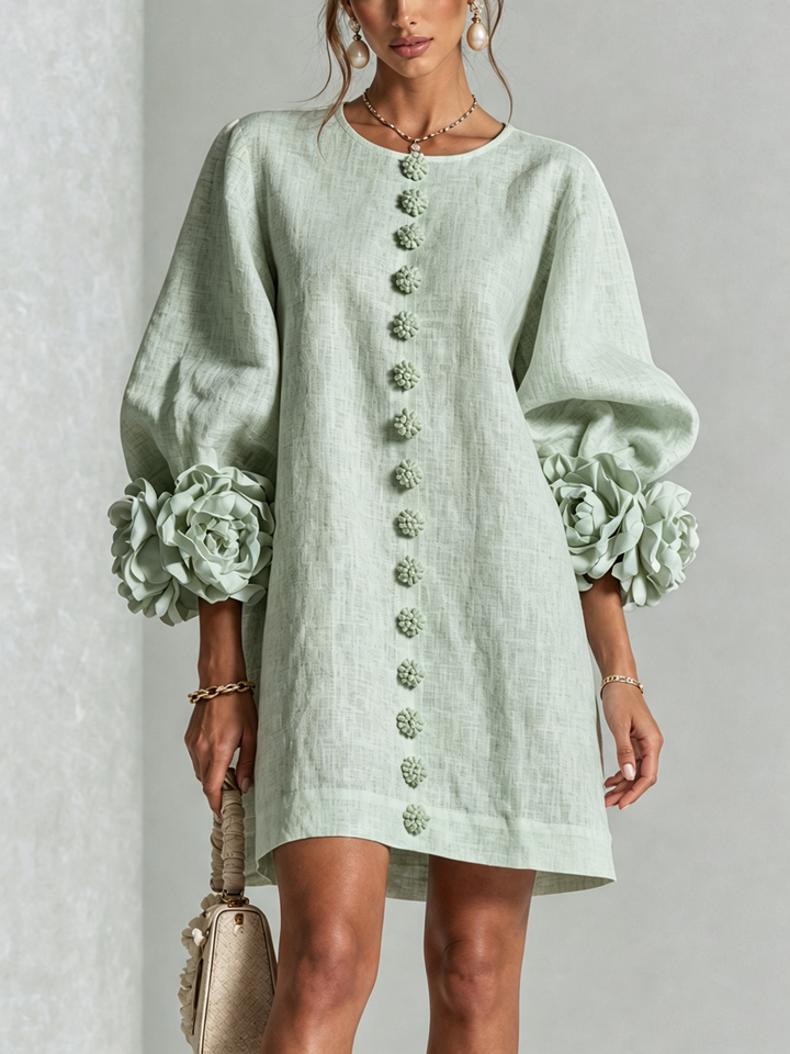 Minikleid Blumenmuster mit Knöpfen