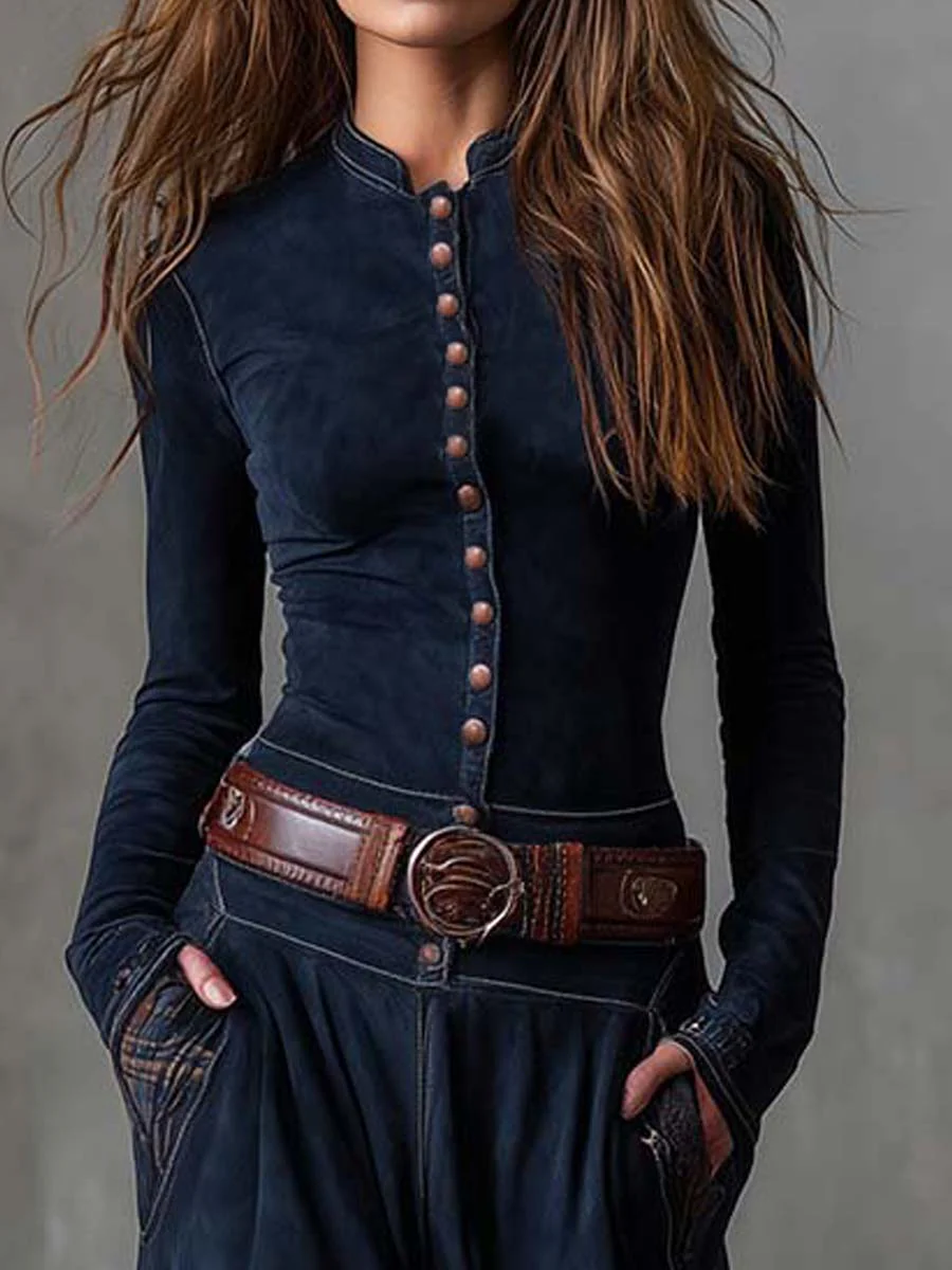 Élise | Maxikleid aus Wildlederimitat mit Gürtel