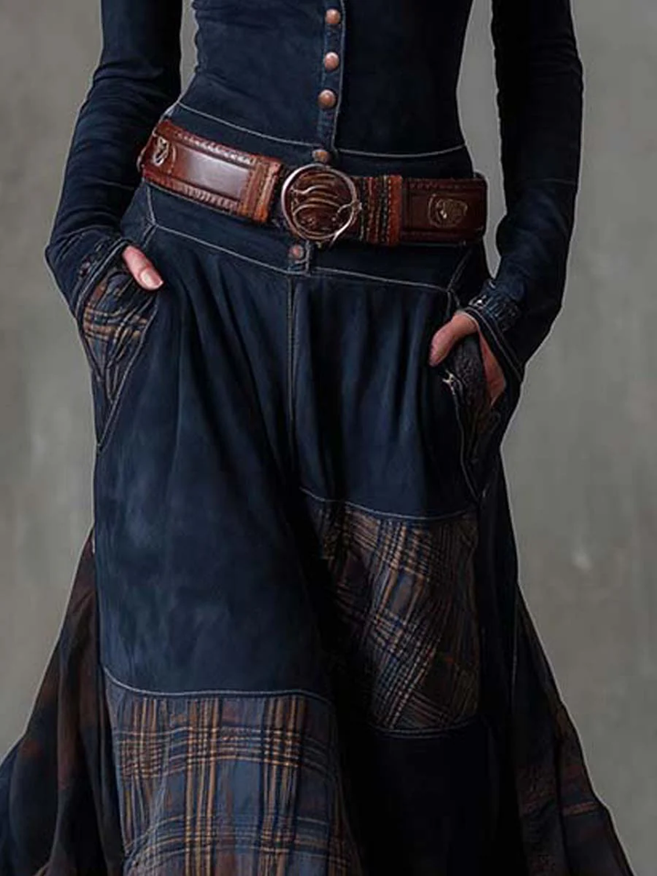 Élise | Maxikleid aus Wildlederimitat mit Gürtel